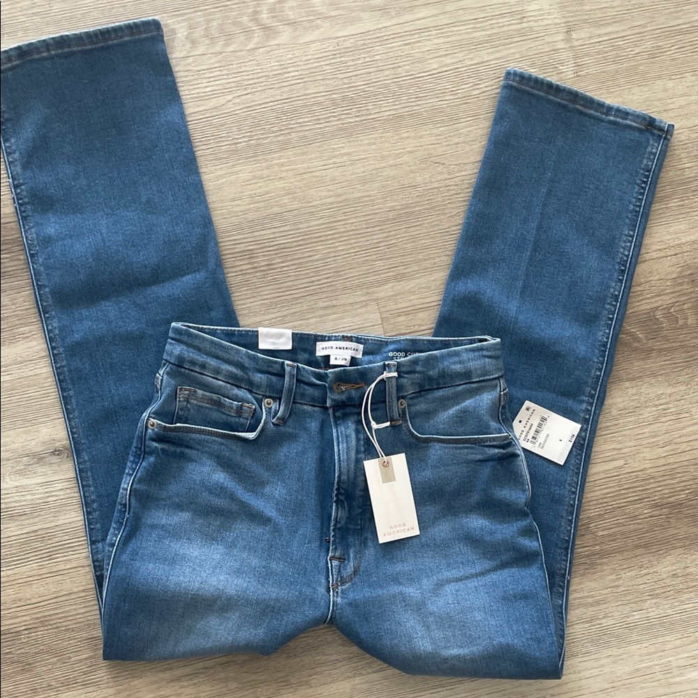 Good American Blue Straight Leg Jeans